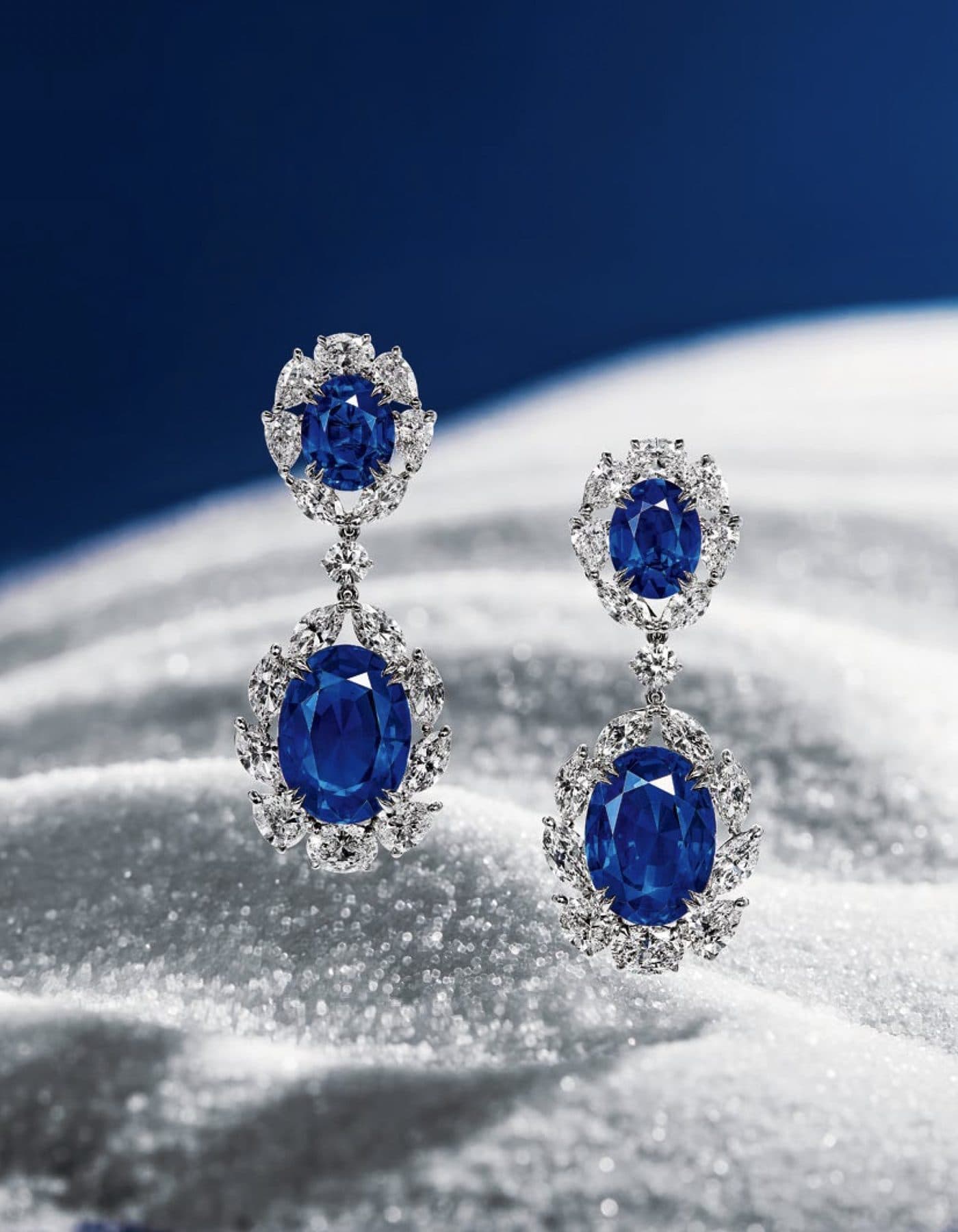 Royal Blue Sapphire & Diamond Earrings