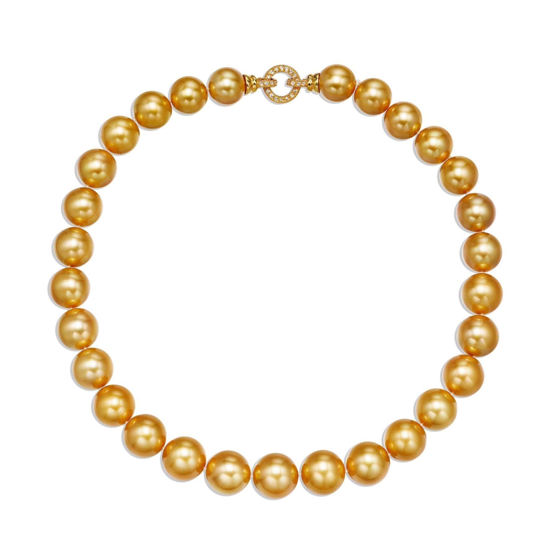 29 South Sea Golden Pearl Diamond Necklace