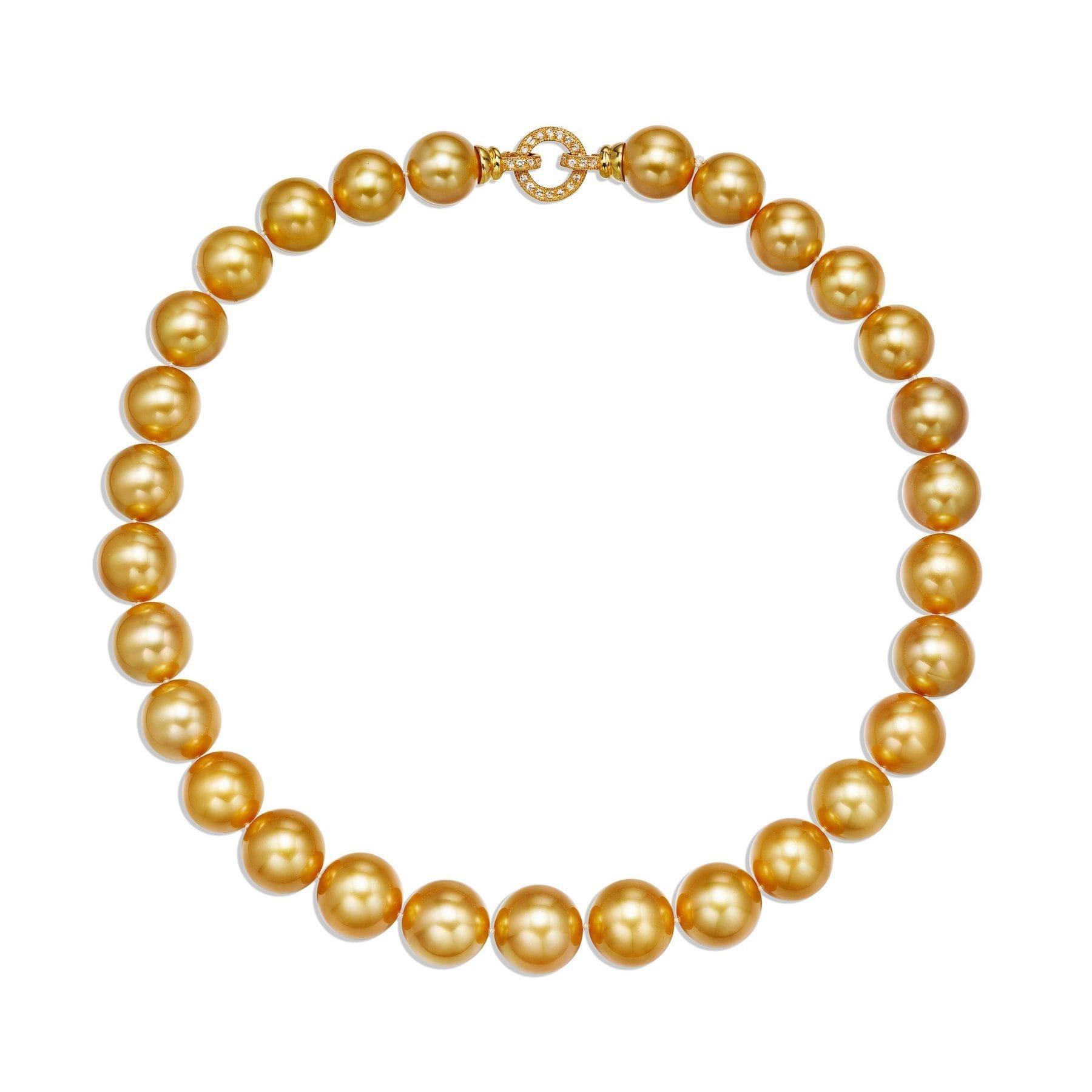 29 South Sea Golden Pearl Diamond Necklace