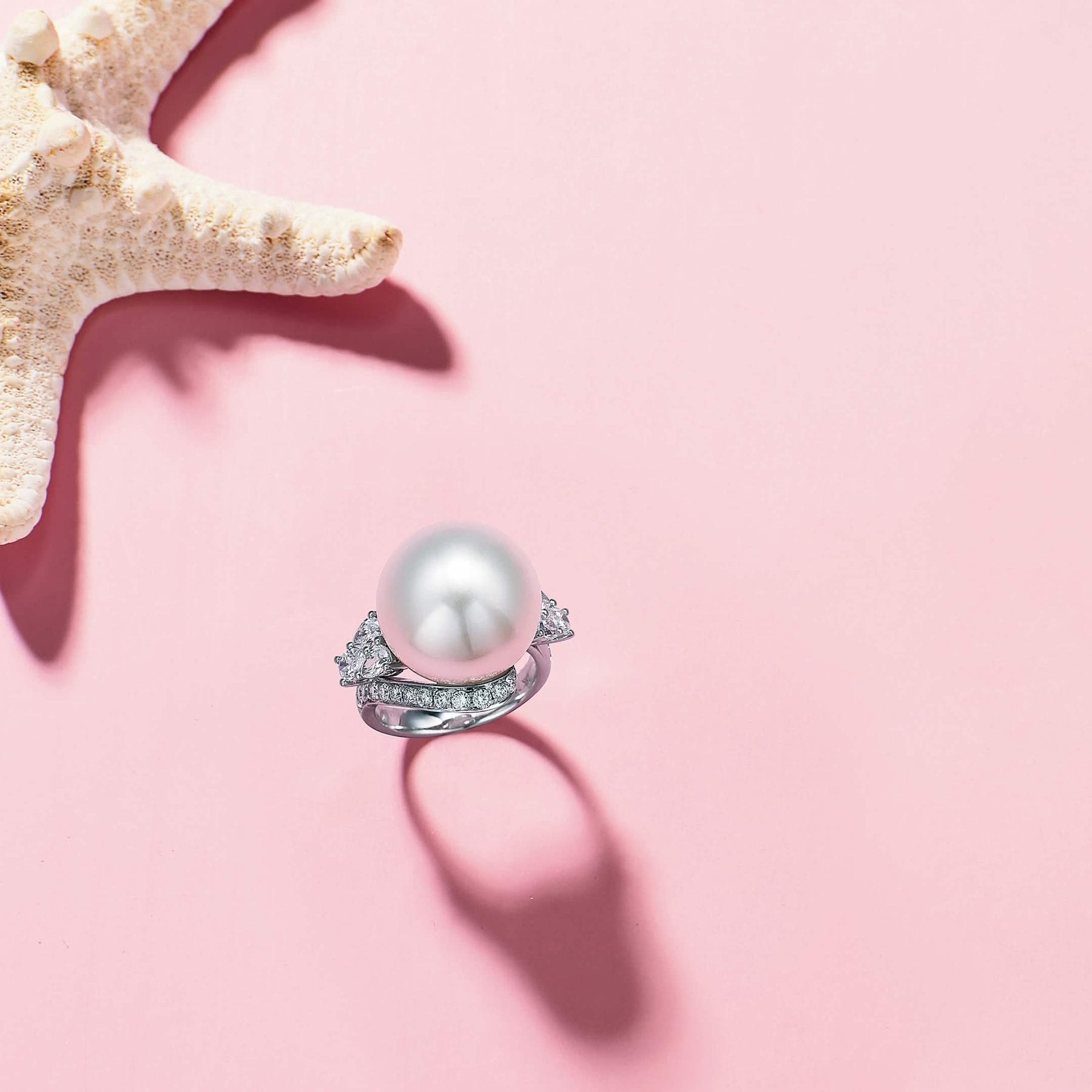 South Sea Pearl & Diamond Halo Ring