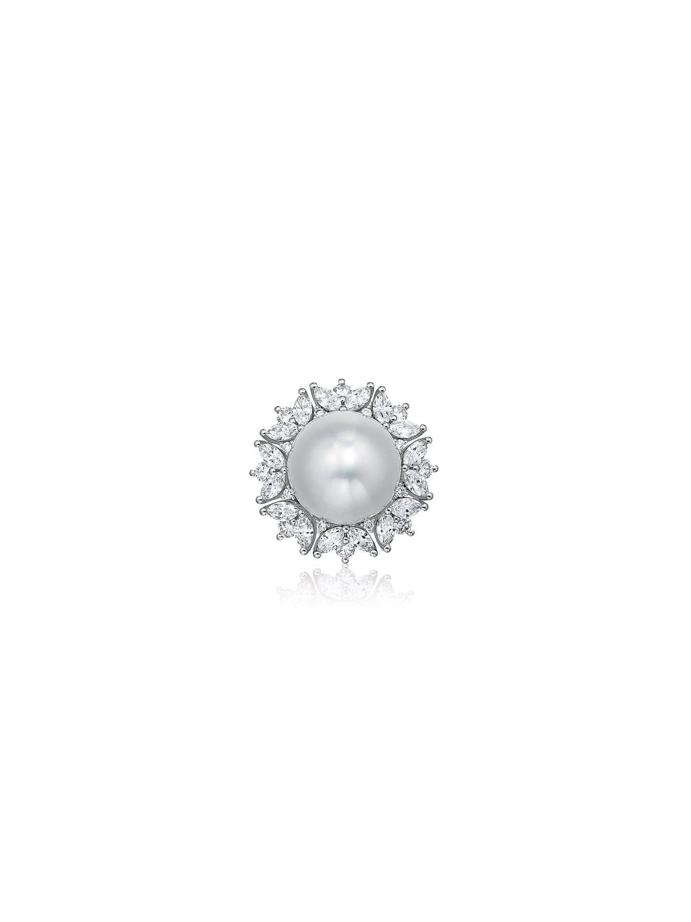 South Sea White Pearl Halo Ring