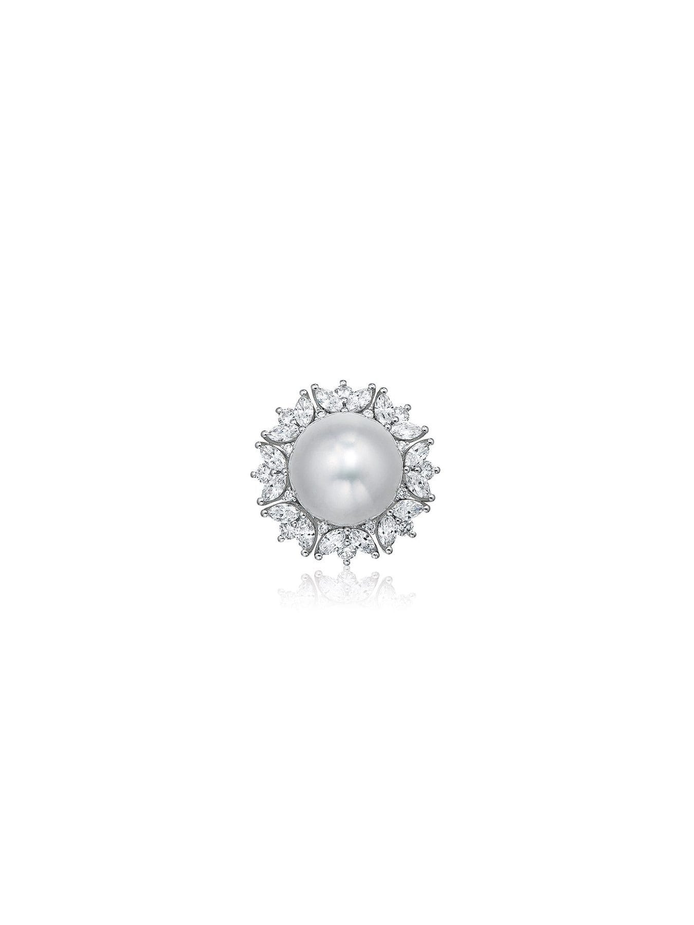 South Sea White Pearl Halo Ring