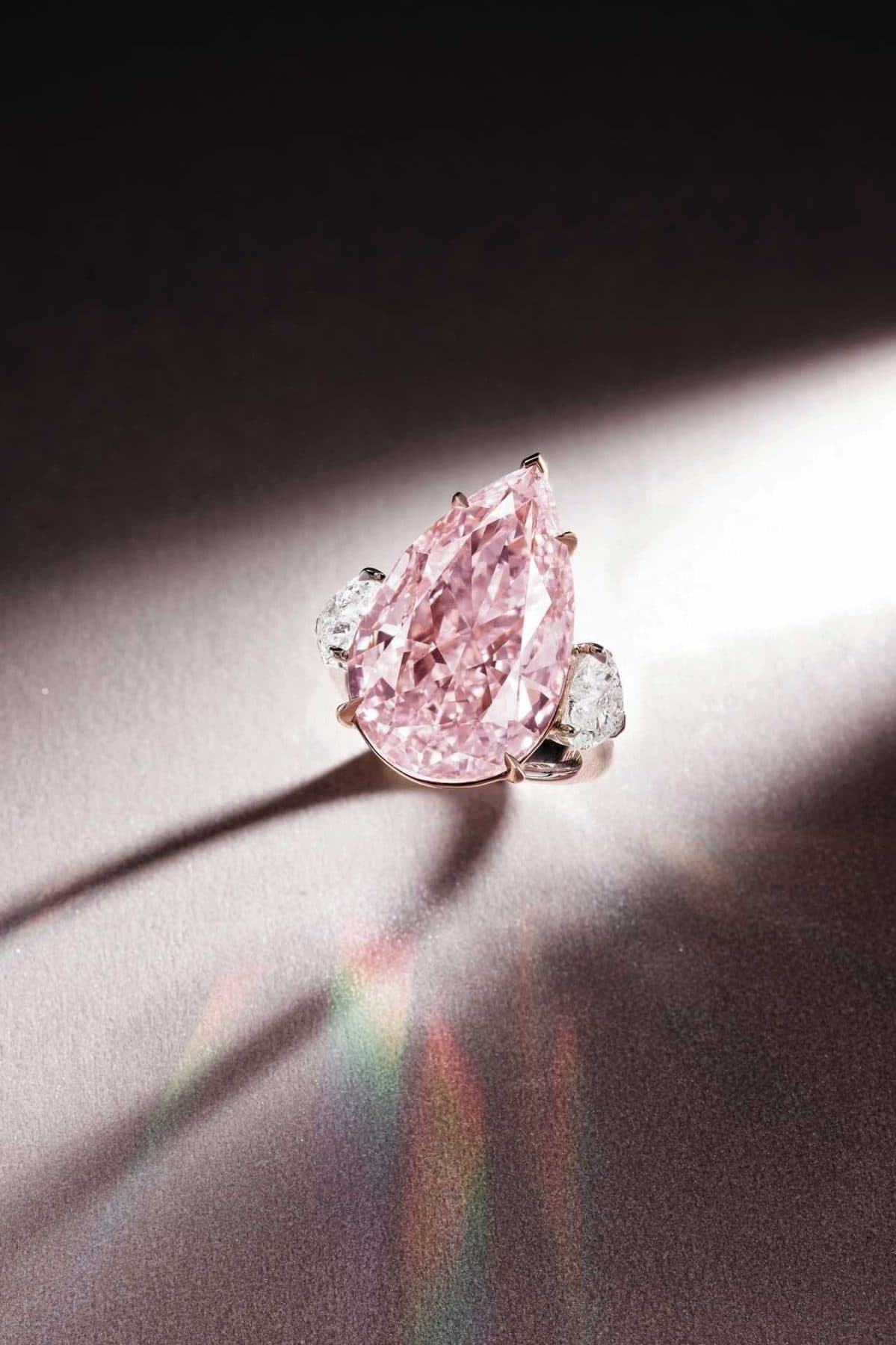 Pear-Cut Pink Diamond Halo Ring