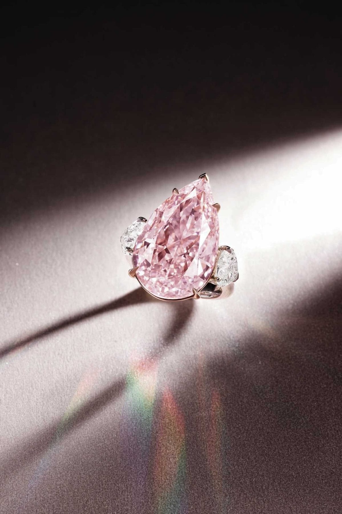 Pear-Cut Pink Diamond Halo Ring