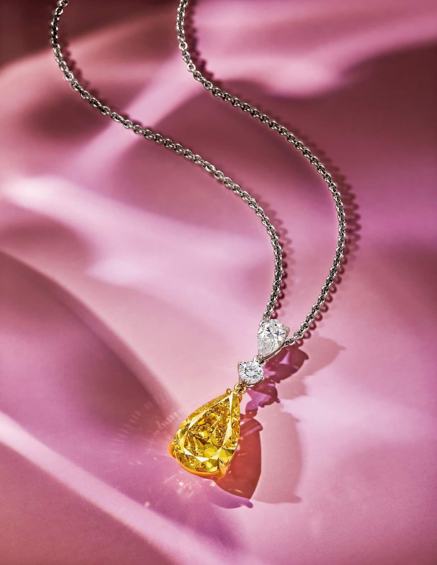 Brownish Yellow Diamond Pear Pendant