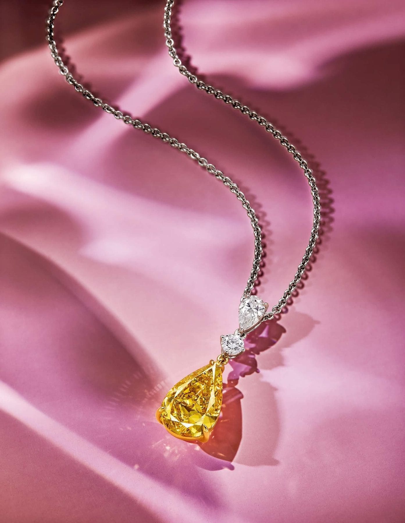 Brownish Yellow Diamond Pear Pendant